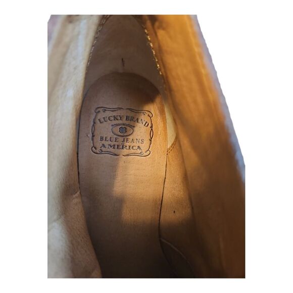 Lucky Brand Brown Suede Leather Booties Lace Up Wedge Heel Boho Women’s Size 7 - Picture 9 of 10